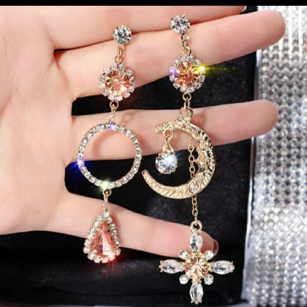 Elegant Boho Moon Gold Plating  925 Post Earrings